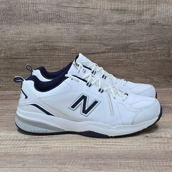New Balance 608v5 Men's Sz 16 2E White Leather Walking Training Shoes (MX608WN5) - Picture 1 of 9